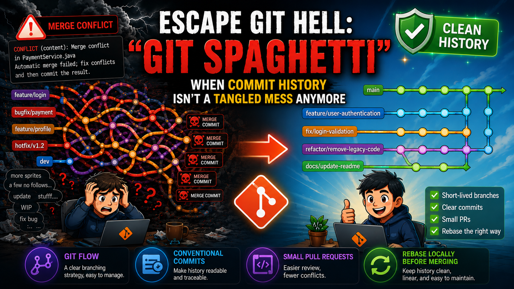 Thumbnail of Escaping Git Hell: When Your Commit History Stops Looking Like a Bowl of Spaghetti